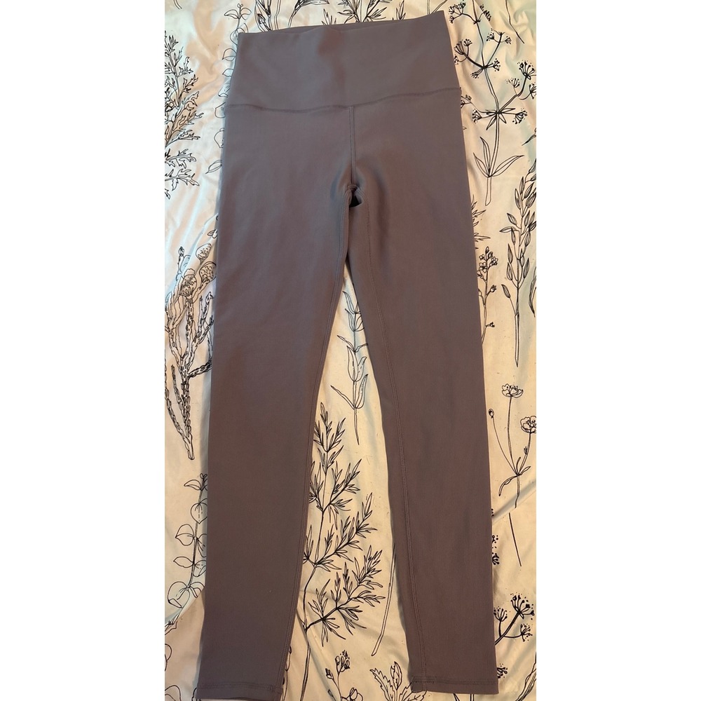 Kyodan Purple Grey Ribbed High Rise Ankle Crop Active Leggings, Petite Small